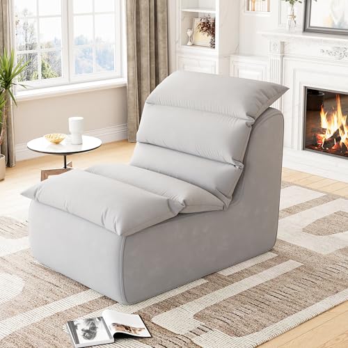 IDEALHOUSE Bean Bag Chair for Adults, Lazy Floor Sofa with High-Resilience Foam, Non-Slip Base,...