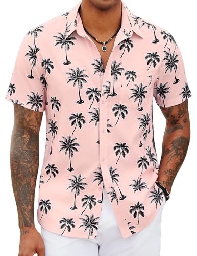 COOFANDY Mens Hawaiian Shirts Short Sleeve Tropical Button Down Shirts Floral Summer Beach Shirt