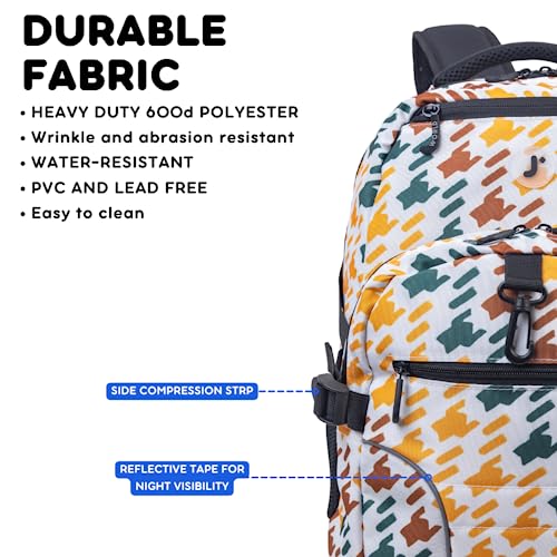 Image of J World New York Atom Laptop Backpack - Ergonomic Backpack for School with Air Mesh Padded Shoulder Straps - 600D Polyester Work Backpack for Men and Women - Stylish Design, Vivid Tweed