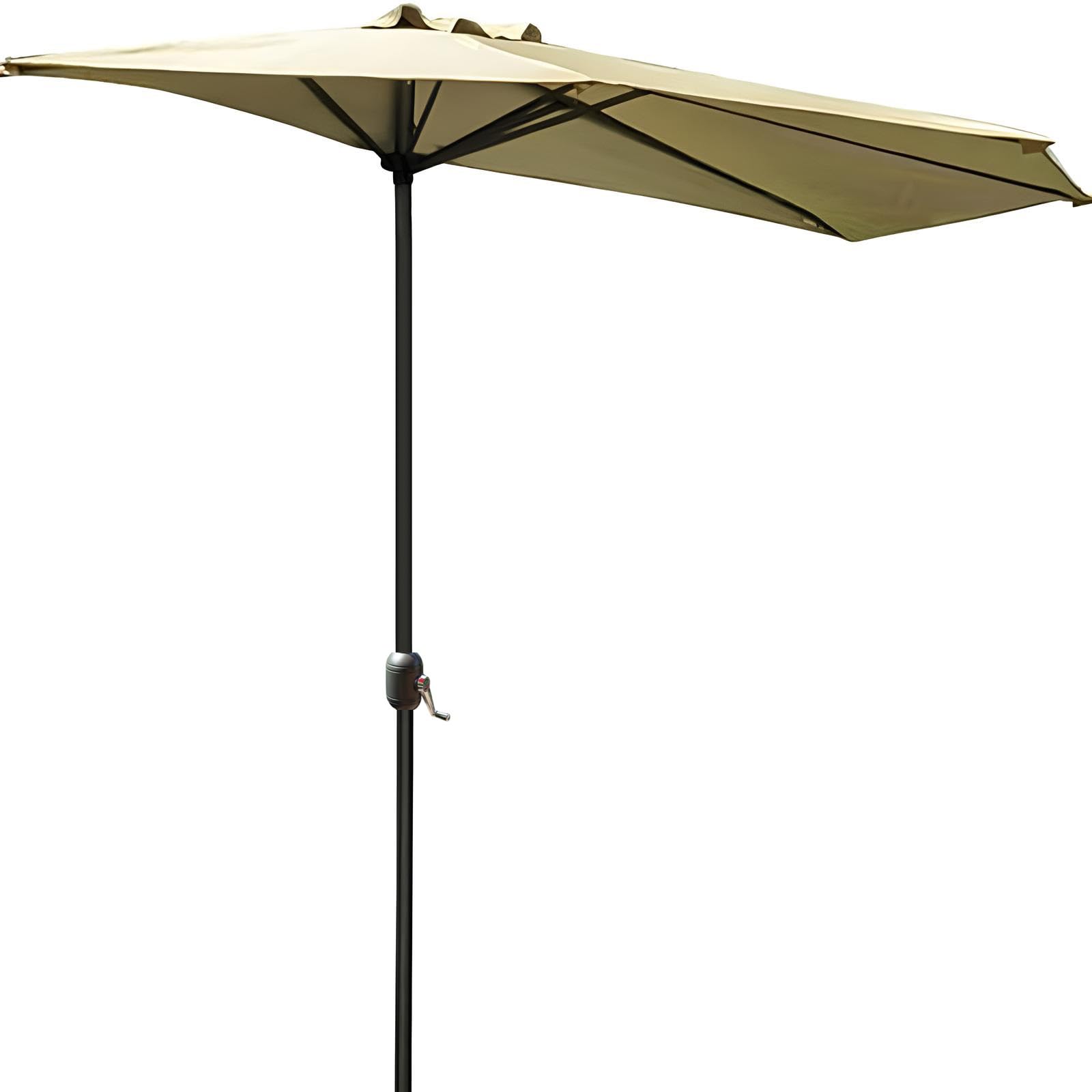 3.0m Half Parasol Umbrella Semi Round Market Umbrella with Metal Frame & Crank Handle Ideal for Outdoor Patio Garden and Backyard Shade Solution