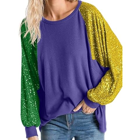 ALLTB Women's Sequin Mardi Gras Top Cover