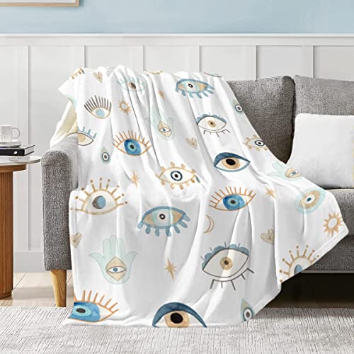 Amilient Evil Eye Pattern Throw Blanket Super Soft Fluffy Cozy Plush Fleece Blanket Decorative Fuzzy Lightweight Blankets For Sofa Couch Bed Camping, 50"X60"-Teens/Travel Size #TOP1