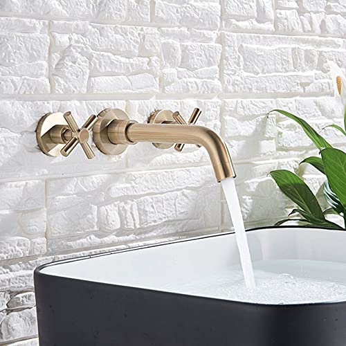 Robinet de lavabo en laiton double poignée eau chaude et froide