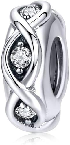 Abalorios de Navidad para aniversario, cuentas de plata de ley 925 original con estrellas y flores de cristal espaciador para pulsera Pandora