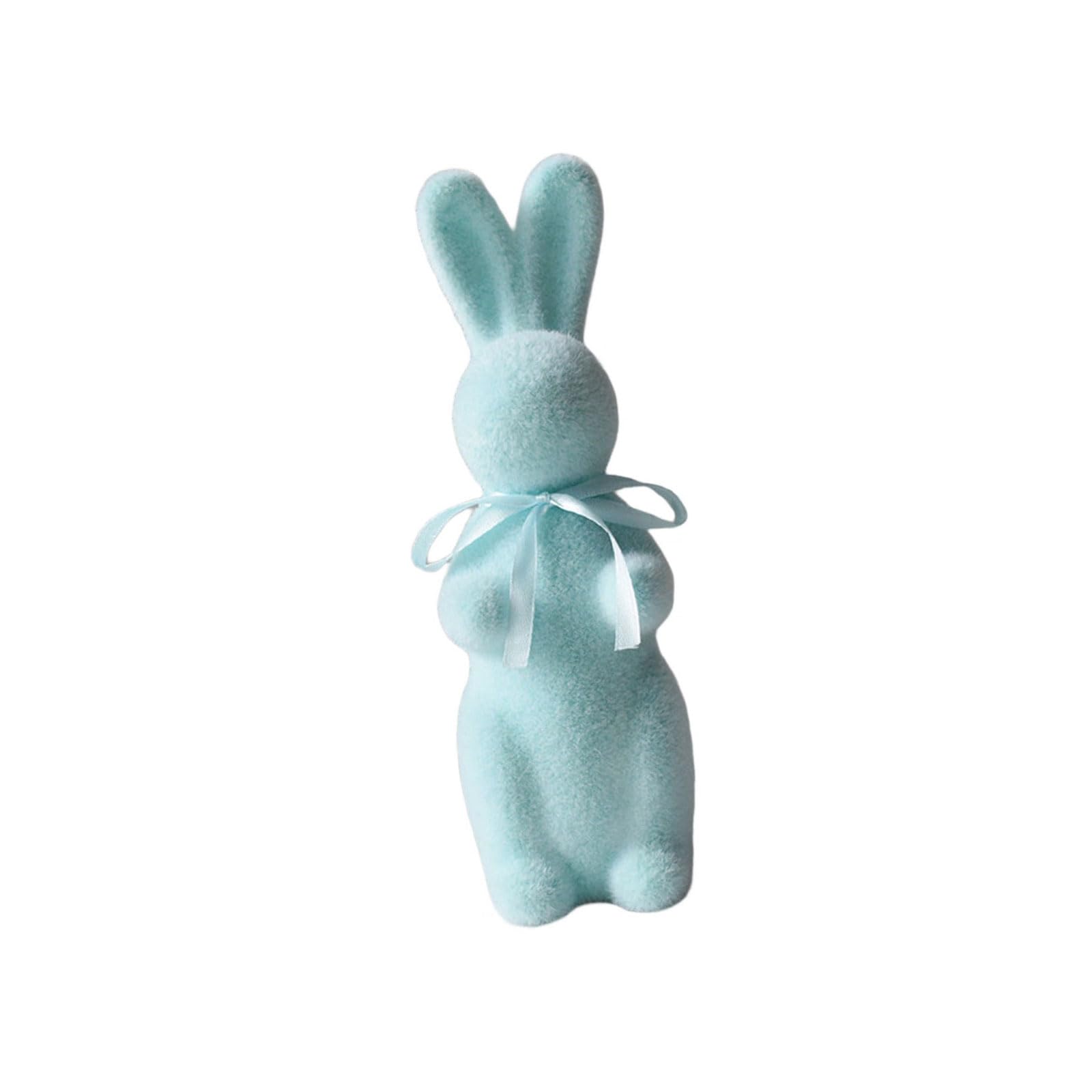 Hsioluted Bunnies Figurine Flannel Animal Ornament for Holiday and Home Decoration and Spring Table Display Statue Plushie Bunnies Ornament