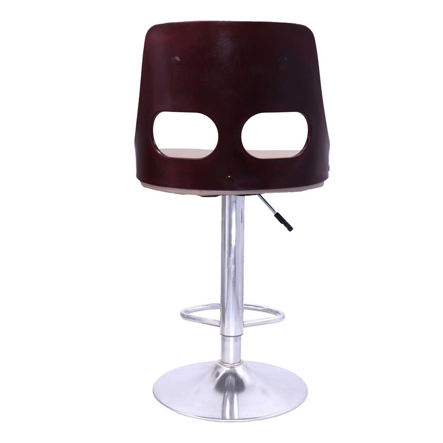 DPI Modern Bar Stools | Chair Height Adjustable Swivel Chair with Backrest Chrome Footrest for Breakfast Counter Home Kitchen Light | (Cream) 1