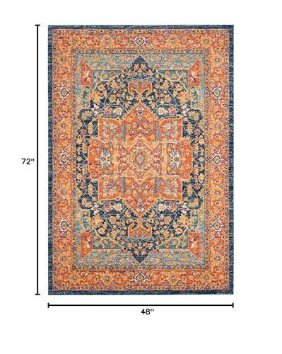 Tapete SAFAVIEH Evoke 4 x 6 pies Azul/Naranja miniatura 2