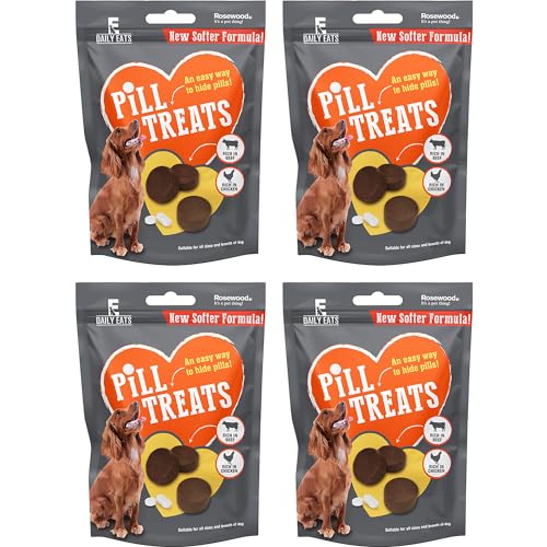 Pill Pockets for Dogs Bundle (4x80g) - Beef Flavoured Pill Assist for Small/Large Dogs Grain Free Pill Treats + Koala Pets Dog Poo Bags