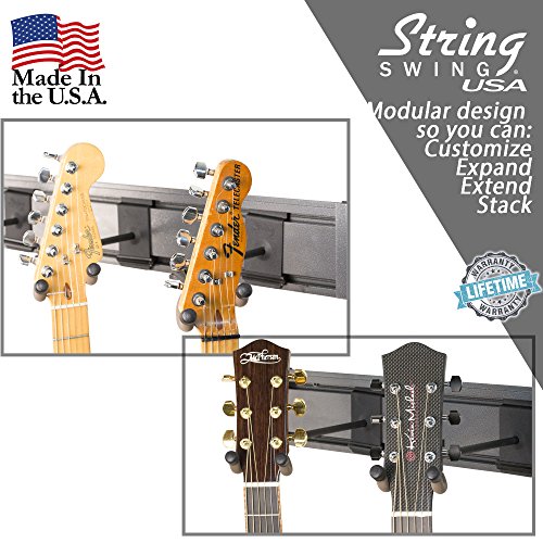 String Swing SW5RL-S-K Lot de 5 cintres de guitare et 1 support mural solide en veine argentée - Les Beatles, Paul McCartney, John Lennon, RIngo Starr, George Harrison String Swing SW5RL-S-K Lot de 5 cintres de guitare et 1 support mural solide en veine argentée – Image 5