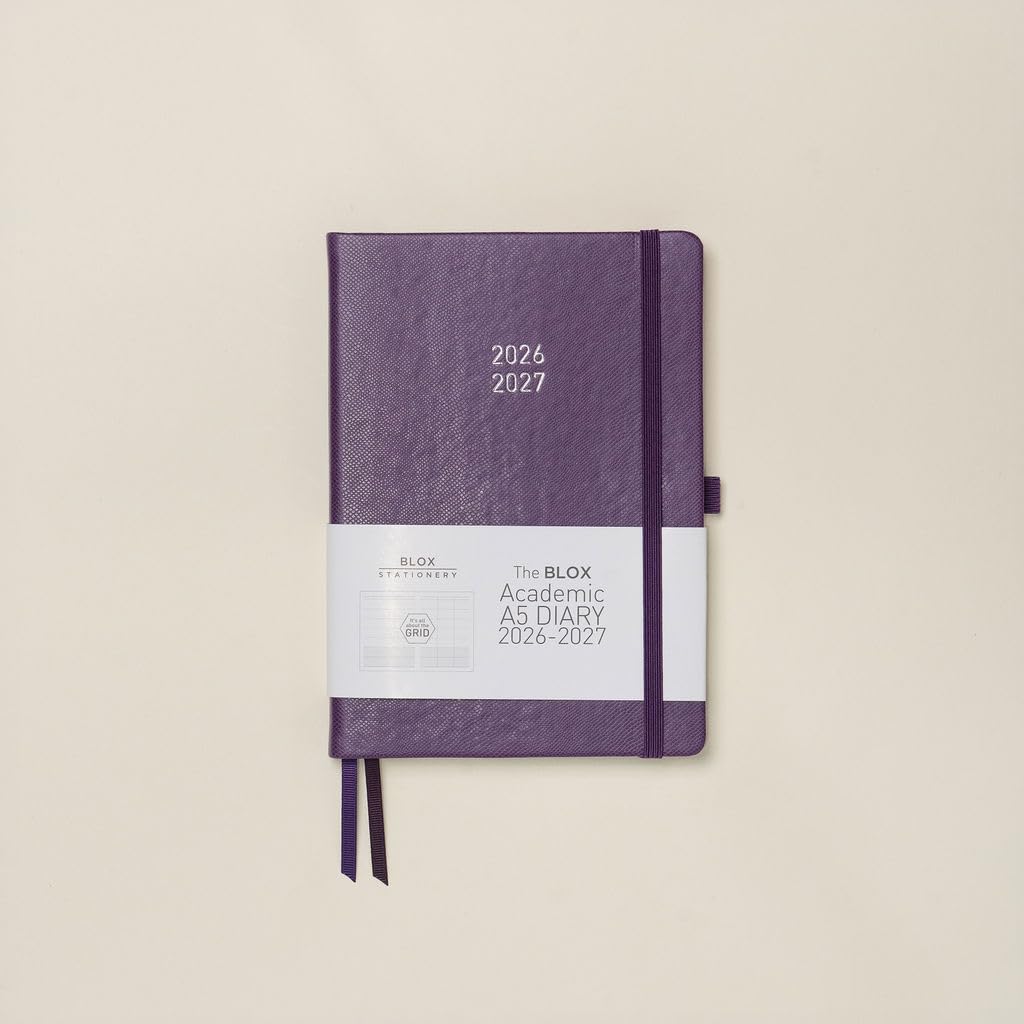 BLOX Academic Diary A5 2026-27 (Grape) - Academic Diary - Aug 2026 to Aug 2027 - Week-to-View with 3 Column Grid Layout - organise Your Busy Life - 2026/27 Diary