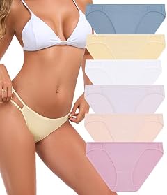 ANLIQI Womens High Cut String Bikini Panties Modal Comfort Breathable Stretch Bikini Underwear Soft Plus Size Underwear