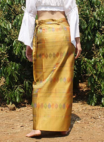 RaanPahMuang Brand Traditional Thailand Luxurious Silk Wrap Skirt Thai Formal Sarong3