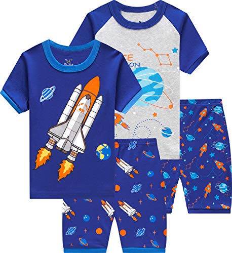 CoralBee Boys Rocket Short Pajamas Summer Space Kids Pjs Sets Toddler Children Clothes Size 7