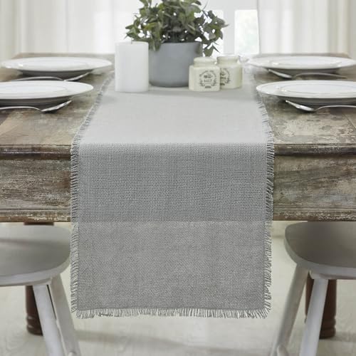 VHC-Brands-Burlap-Dove-Grey-Runner-Fringed-12x72 VHC Brands Burlap Dove Grey Runner Fringed 12×72