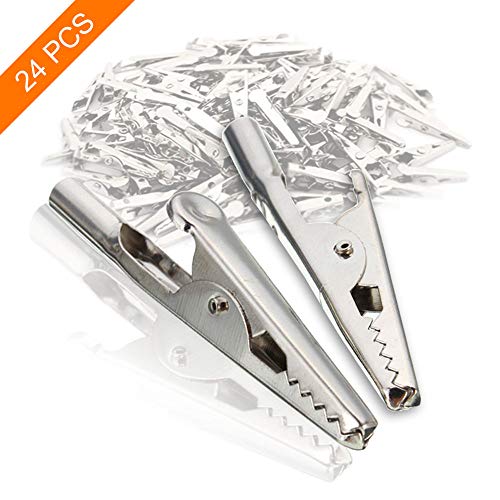 24Pcs 51mm Metal Alligator Clip Spring Clamps test line Crocodile Clip Silver Tone