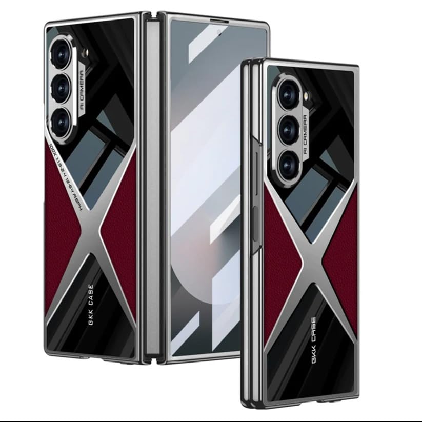 Image of MILLION CASES Back Cover Case for Samsung Galaxy Z Fold6 Shockproof Protective Polished Guard Business Leather Case for Men & Boys(Natural Titanium)