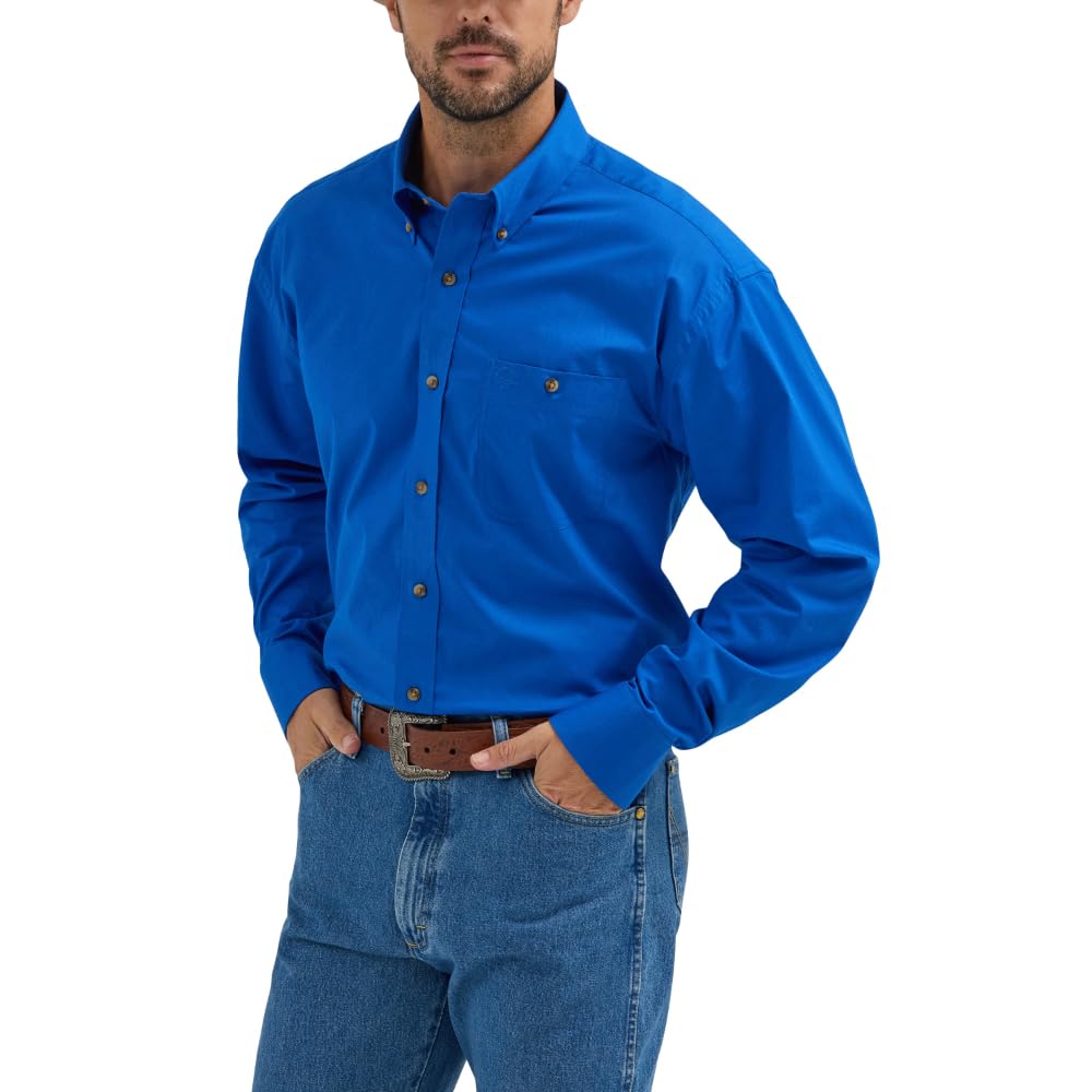 Wrangler Mens George Strait One Pocket Button Long Sleeve Woven Shirt