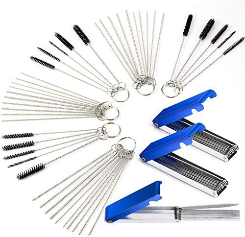 Gzingen Carburetor Carbon Dirt Jet Remove Cleaner 39 Cleaning Wires Torch Tip Cleaner Tool +30 Cleaning Needles +15 Nylon Brush Tool Kit for Motorcycle ATV Moped Welder Carb Chainsaw Spray Torch Tips