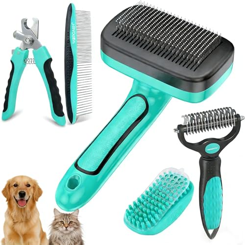5 PCS Self Cleaning Slicker Brush and Pet Grooming Rake