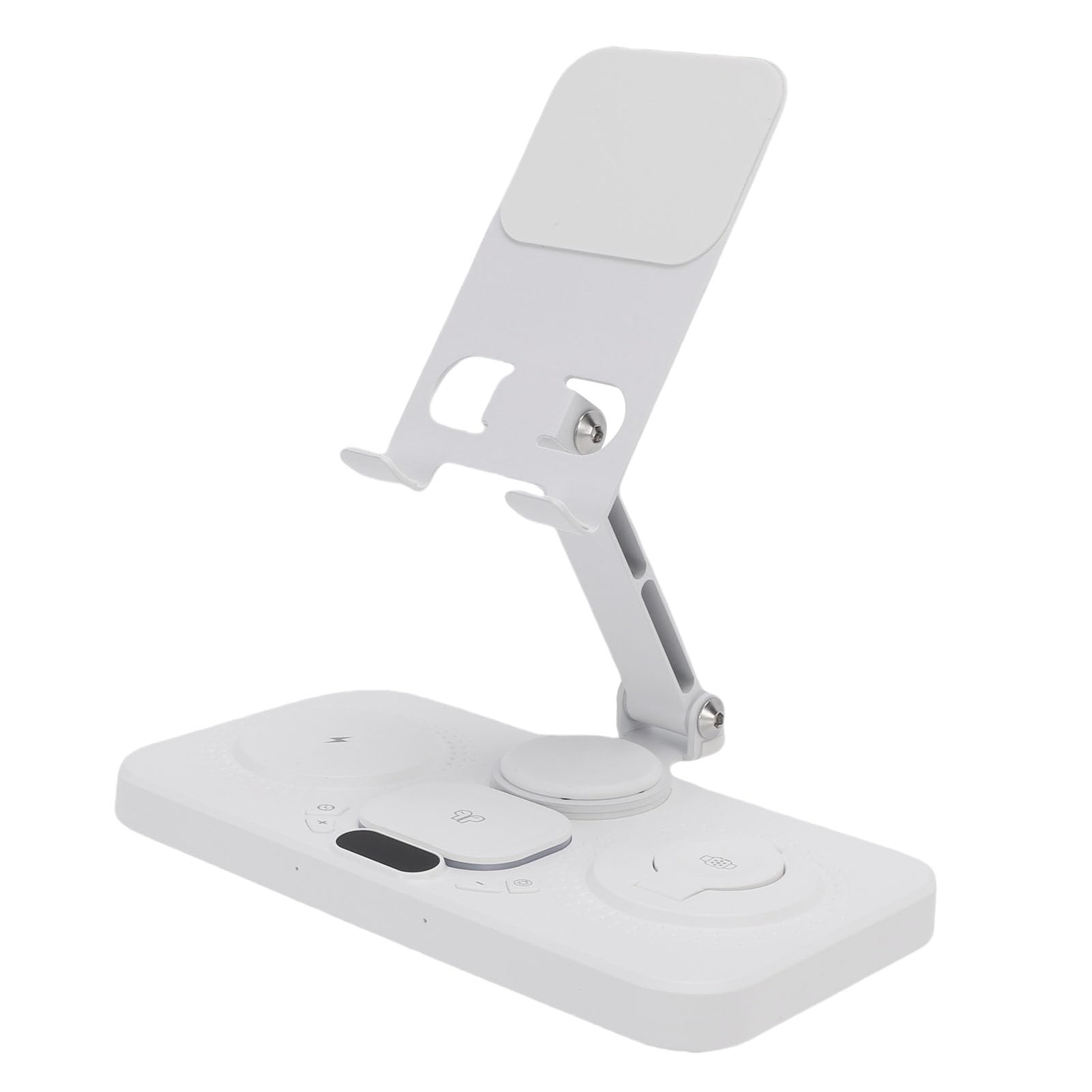 Zunate Stazione di Ricarica Wireless Pieghevole da 15 W con Orologio e 6 Colori di Luce Ambientale per Dispositivi IOS Perfetta per Casa o Ufficio (WHITE)