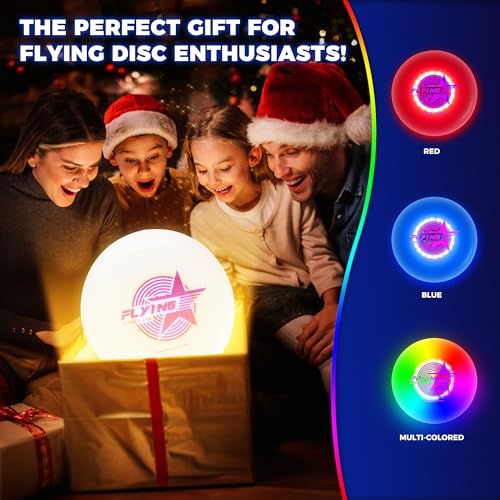 FIREMOON Leuchtende Frisbee Scheibe, LED Frisbee, 7 Dynamische Modi, 7 Farben, 16 Millionen Farben RGB, Hell, Aufladbare, Kindergeburtstag Frisbee Geschenk, Spielzeug ab 6 7 8 9 10 Jahre Jungen 175G