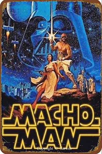 Macho Man Movies Vintage Tin Poster Metal Tin Sign Art Plaque Sign For Bar Restaurant Garage Cafe Wall Decor 8 x 12 Inch