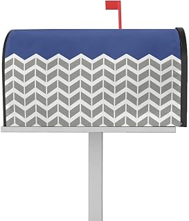 Mailbox Cover Magnetic Geometric Blue Gray Art Mailbox Covers Standard Size 21x18in,Mailbox Covers Wrap Post Letter Box Cover for Garden Yard Outdoor Decor Ocean Herringbone Stripe