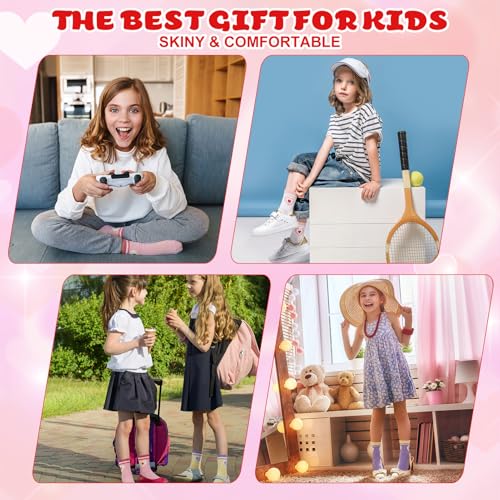 Jspupifip 8 Pairs Kids Girls Crew Athletic Socks Yellow Pink Purple White 3-6 — view 6