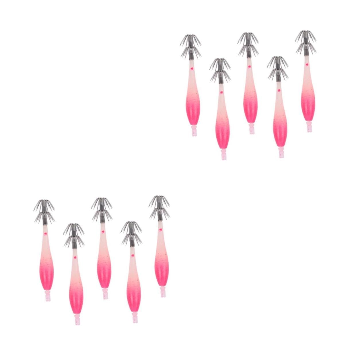 Toddmomy Crochet Lumineux Leurres De Pêche Crochets Appâts Attaquer Swimbait Hameçons À Double Calmar Appât Bionique pour Poissons Leurre De Pêche Bionique Gel De Silice Rose