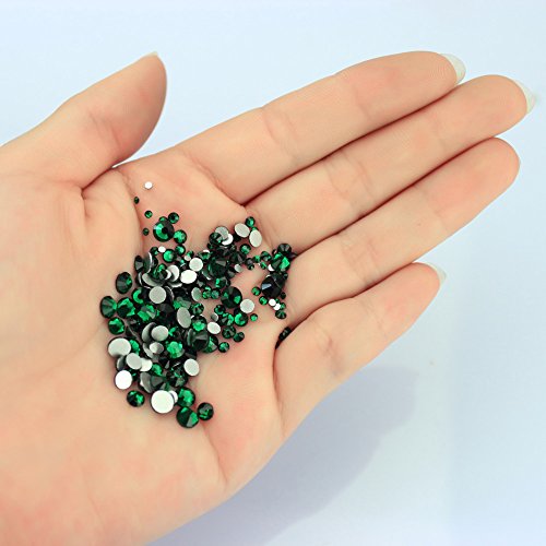 Lollibeads Resin Crystal Round Nail Art Mixed Flat Backs Acrylic Rhinestones Gems,Mix Size 1.5-5 Mm, Color Emerold Green (1200Pcs) #TOP1