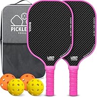 BAGAIL Pickleball Schlägerset, Pickle-Ball Schläger mit 4 Bällen, leicht – hohe Stoßdämpfung – ergonomisch, geeignet für Pickleball-Spiele im Innen- und Außenbereich, Rosa/2er-Pack