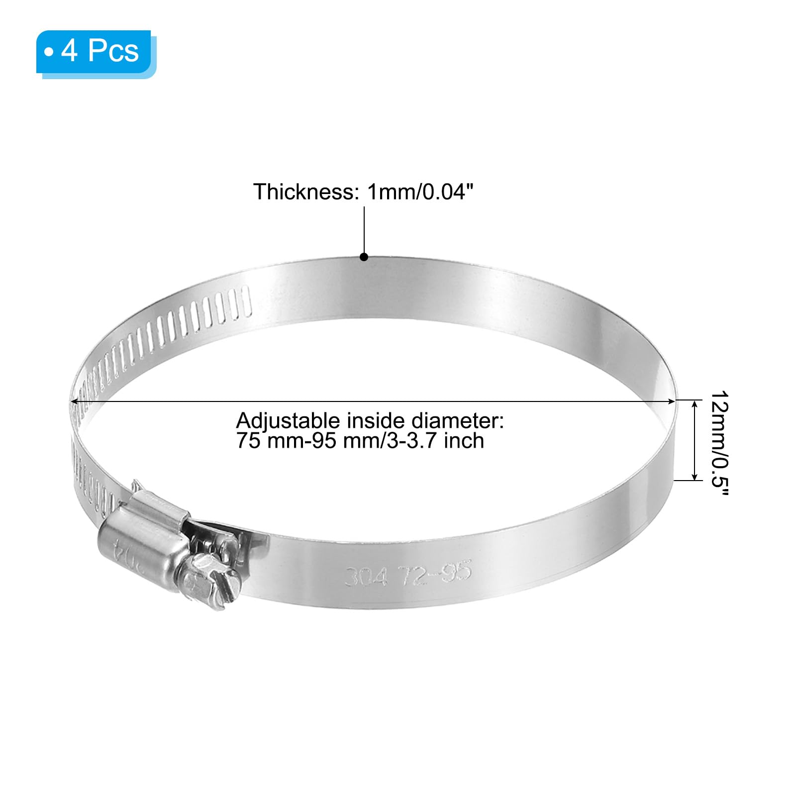 PATIKIL 3 Inch Adjustable Pipe Hose Clamp - Image 2
