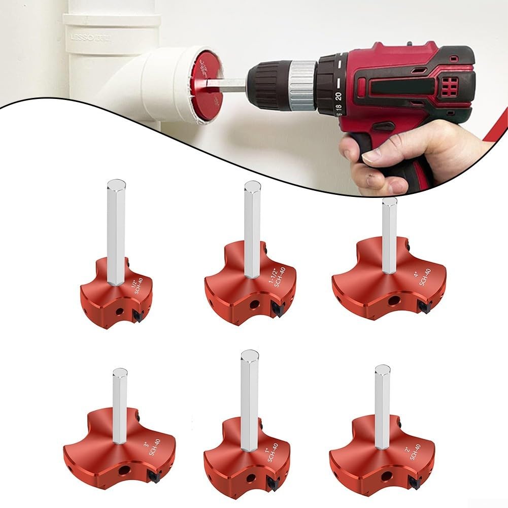 Alésoir de tuyau en PVC, outil d'alésoir de raccord de tuyau en alliage d'aluminium avec conception à triple lame pour raccords en plastique PVC CPVC et ABS Schedule 40 (1-1/2)