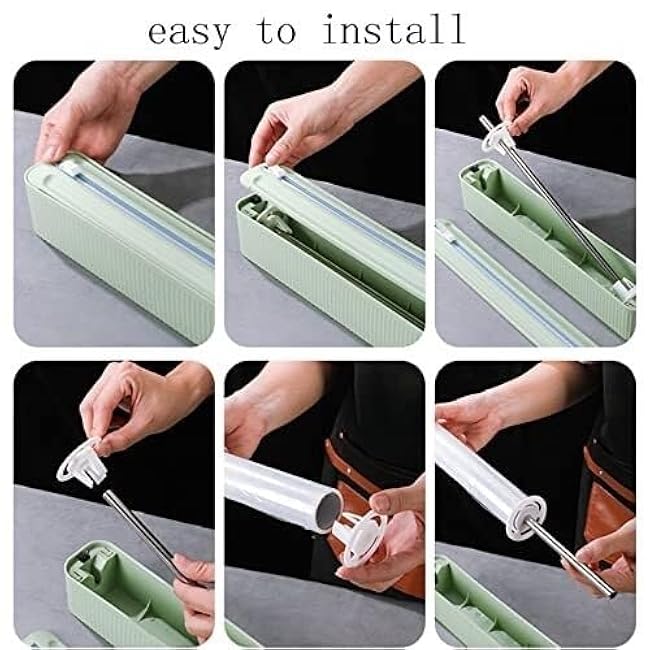 Cling Film Dispenser,cling Film Cutter Wrap Dispenser Wrap Dispenser For Kitchen Drawer,Hangable And Easily Fits In Drawer Cutting(Mint Green)