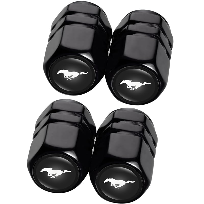 4 Pcs Metal Car Tyre Valve Stem Caps,Car Tire Air Caps Dust Caps Work with Car, Alloy Anti-Corrosion Leak-Proof, Screw-On Black