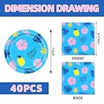 40Pcs Cartoon Blue Theme Birthday Party Supplies Hawaii Tropical Leaves Plates and Napkins Party Supplies for Baby Shower Decorations Cartoon Birthday Decorations - Image 2