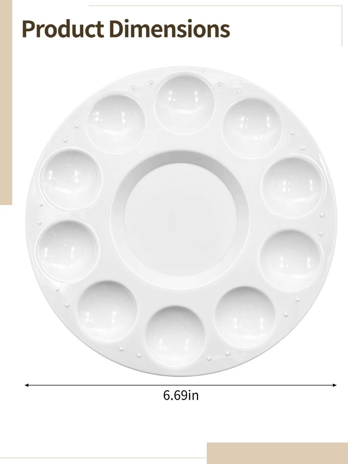 Paletas de pintura blanca reutilizables, paquete de 6 bandejas de 11 pozos, redondas de 6.7 pulgadas, para acuarela, acrílico y pinturas al óleo, plástico