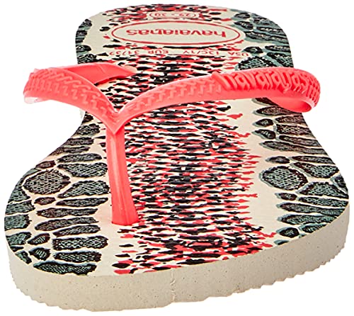 Chinelo Slim Animals, Havaianas, Meninas, Bege Palha/Coralnew Fluor, 25/26
