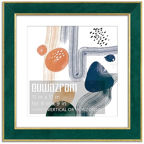 euwazram Suede 11x11 Frame - Single Frame Elegant Green 11 x 11 Poster Frame with Mat for 9x9 11x11 Picture Frames for Artwork Puzzles Photos and Movie Posters