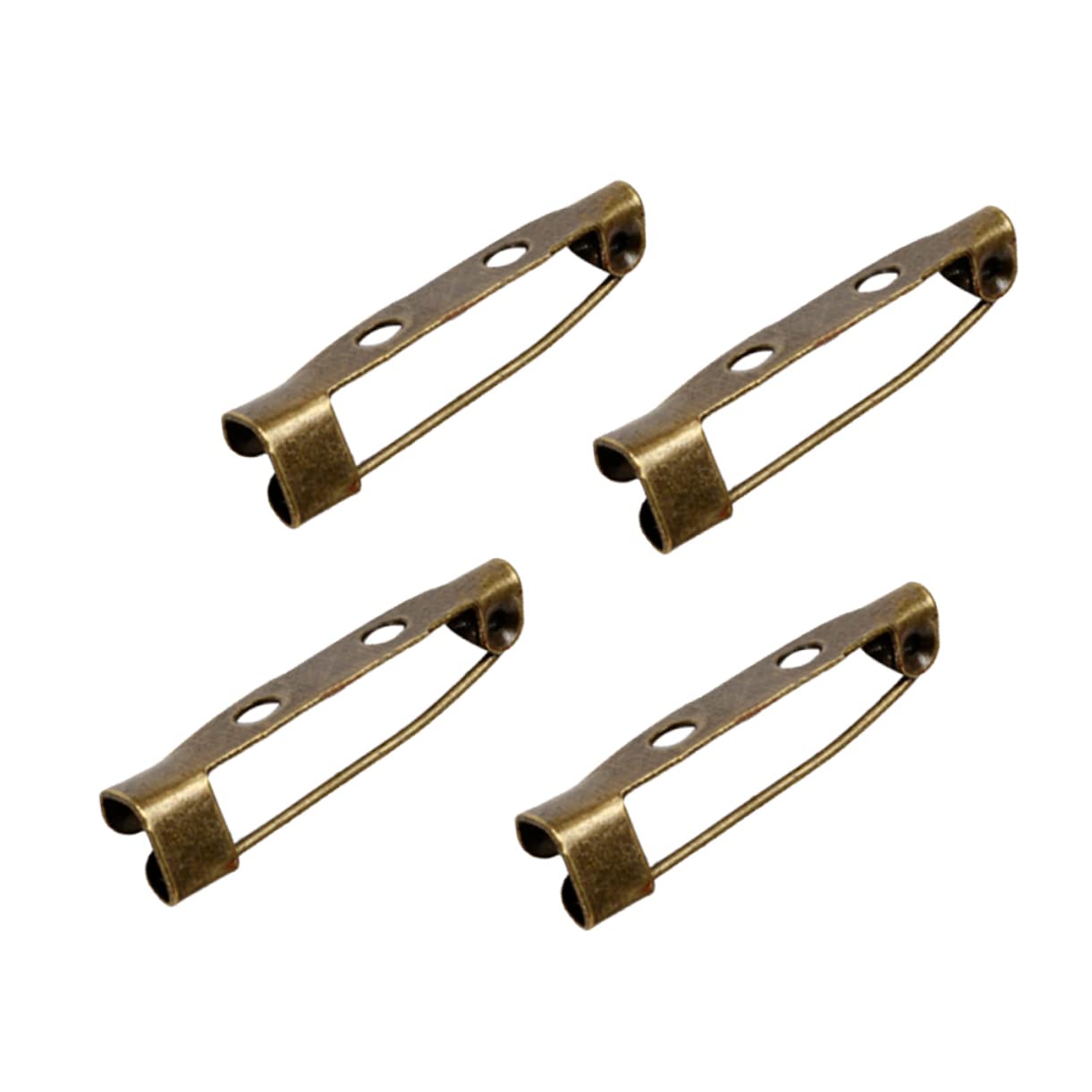 FONDOTIN 200Pcs Bronze Clasp Brooch Pin Backs with Holes for DIY Crafts Safety Fasteners for Jewelry Making Durable Material for Badges and Corsages