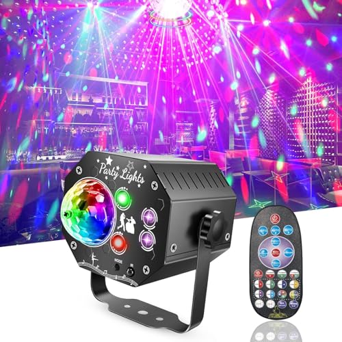 Laser Disco Lights, RGB LED Disco Light, Sound Activated Projector Strobe Light with Remote Control for Christmas Halloween Decorations Karaoke Birthday Dance Wedding Stage Show