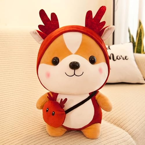 Bai Lan Hei Squirrel Stuffed Animal Wearing Red Deer Costume, Adorable Plushies Doll Play Toys For Kids Girls Boys Birthday Christmas Red Squirrel Fest Gift (Red, 17.7 Inch) #TOP4