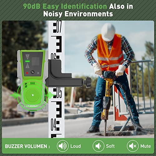 Huepar LR-8RG Laserdetektor für Lasernivellierung, digitaler Laserempfänger für grünen und roten Strahl, zweiseitige LED-Anzeige und Magnet, Doppellampe und 90-dB-Summer, Arbeitsabstand 60 m (200 Fuß)