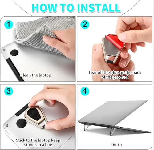 Image of Mini Laptop Stand for Desk,Portable PC Desk Stand,Aluminium Cooling Pad Mini Clip Compatible with MacBook & Other Laptops Pack of-2 (Silver)