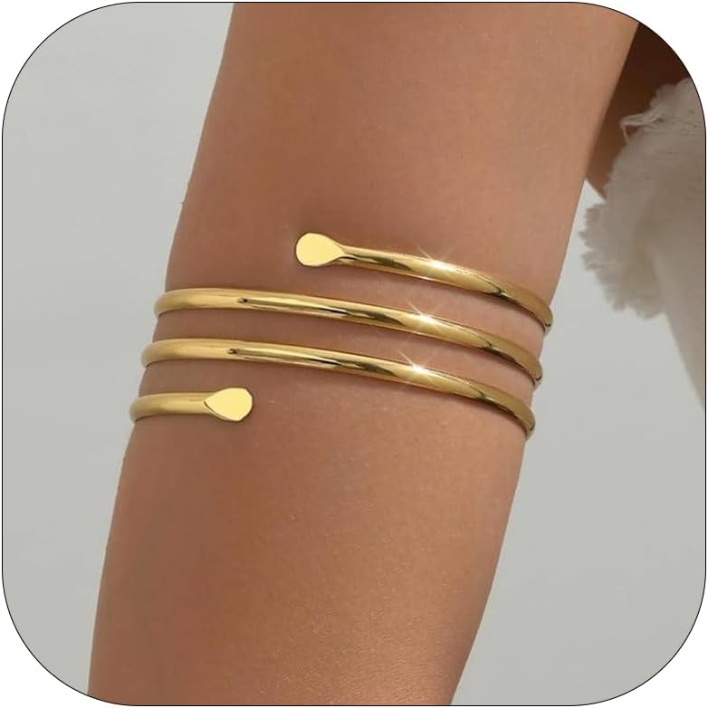 Dcfywl731 Arm Cuff Bracelet for Women Adjustable Upper Arm Jewelry Gold Cuff Bangles Bracelet Minimalist Jewelry Trendy Stuff Gifts
