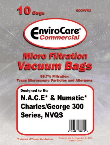 Sacs à micro filtration Envirocare pour aspirateur en lot de 10 pièces