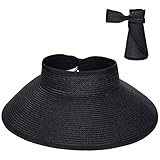 Diseño: este elegante sombrero de ala ancha es abierto, incluso si usted hace todo tipo de peinados, como la cola de caballo, también puede usar nuestro sombrero. En verano, el diseño abierto y abrigado es más transpirable que lo normal sombrero. Un bowknot es encantador y encantador, puedes ser intrusivo en la multitud.