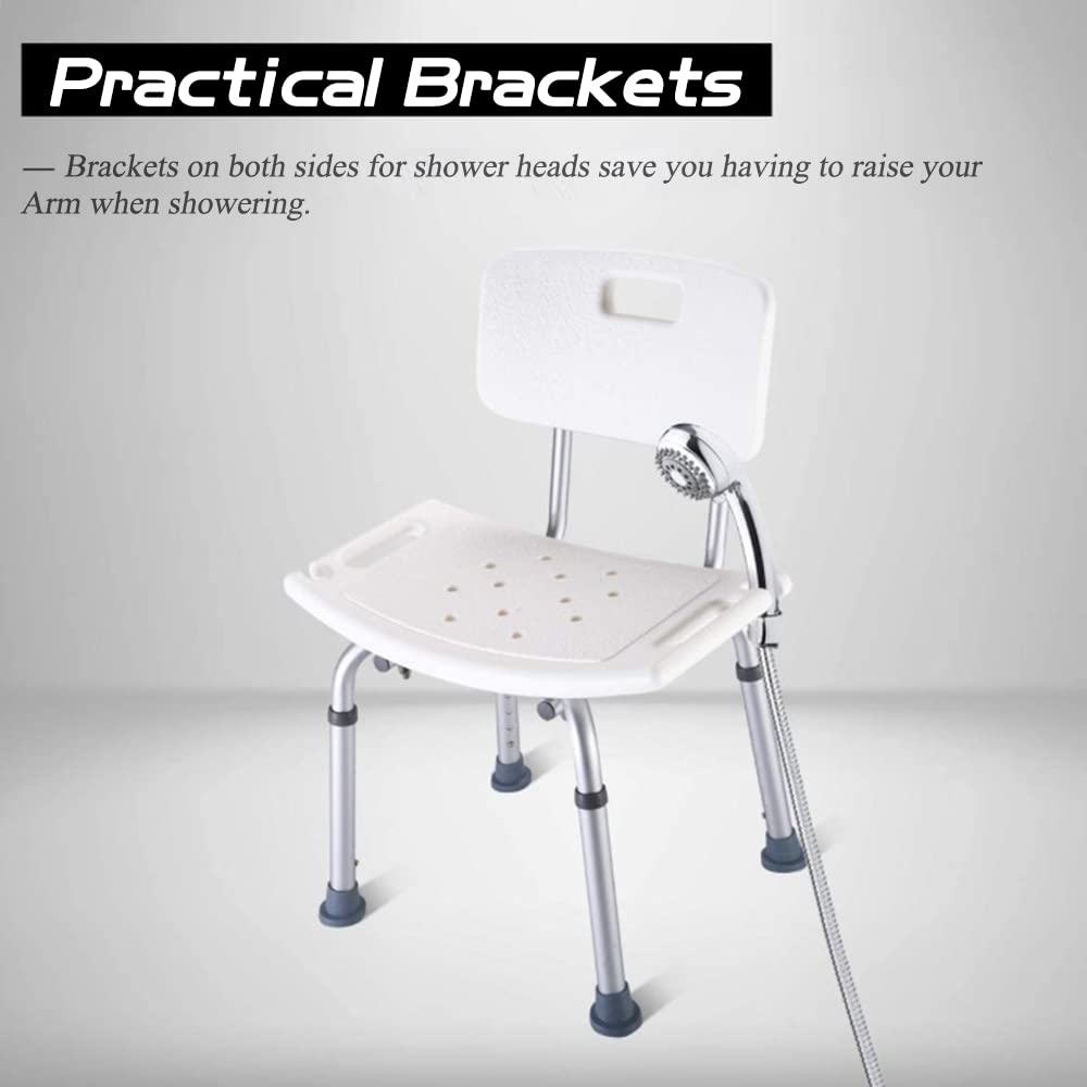 Homewell l Taburete de ducha regulable en altura, marco de aluminio, pies de goma antideslizantes, asiento de bañera para personas mayores, asiento con asas de seguridad (silla de ducha 2, 51 x 26 x