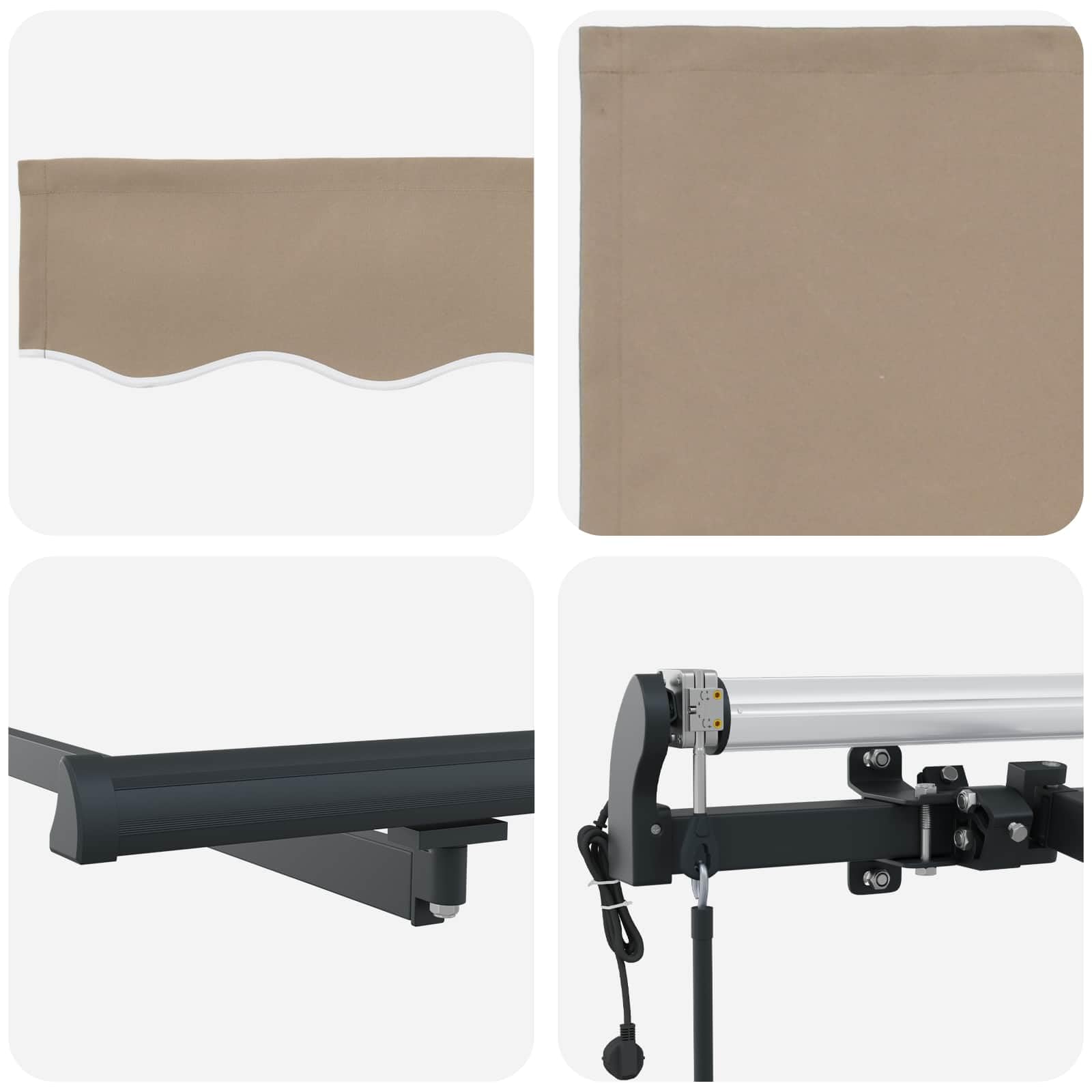 Brokky Toldo Motorizado 6 x 3 m con Mando a Distancia Toldo de Exterior Terraza Enrollable con Manivela Marco de Aluminio para Terraza, Jardín-Beige-600 x 300 cm