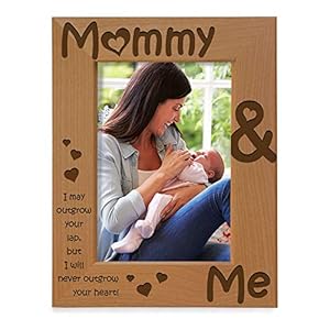 KATE POSH – Mommy & Me Engraved Natural Wood Picture Frame, I Love Mommy Photo Frame, New Baby Gifts, Nursery Picture Frame, New Mom Gifts (4×6-Vertical)